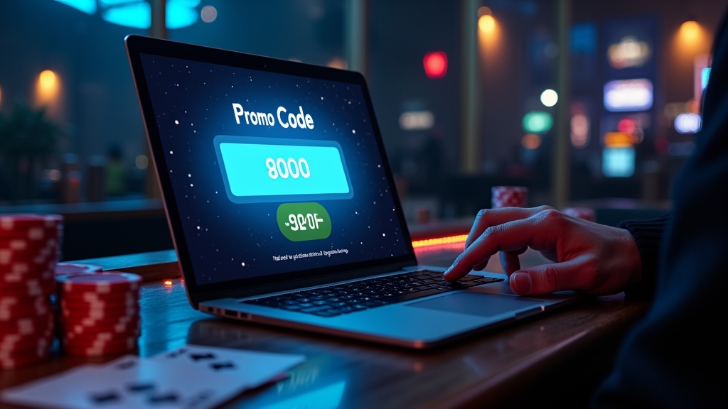 Player entering a promo code at a casino cashier screen
