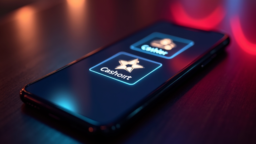 Smartphone showing login and menu icons for a casino app