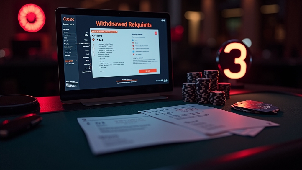 Withdrawal request screen with documents and a clock beside chips.